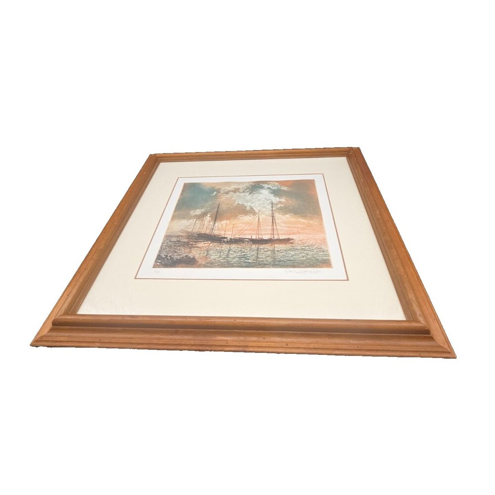 Paul Geygan Framed Print Artist Proof Quiet Day Nautical Ship Theme Signed #14